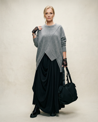 Asymmetrical Hem Oversized Knit Sweater – Gray | Casual Minimal Goth-SimpleModerne
