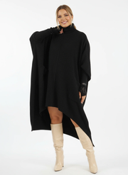 Asymmetrical Knitted Pullover Dress with Turtleneck-SimpleModerne