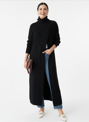 Asymmetrical Split Turtleneck Pullover - Oversized Fit, Cozy Winter Essential-SimpleModerne