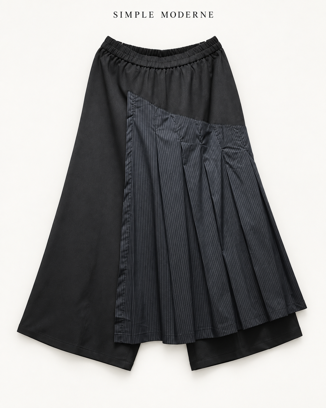 Black Pleated Overlay Trousers | Alternative Wide-Leg Pants