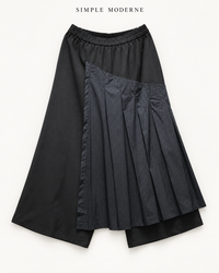 Black Pleated Overlay Trousers | Alternative Wide-Leg Pants