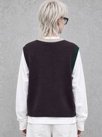 Asymmetric Two-Tone Knitted Vest-SimpleModerne