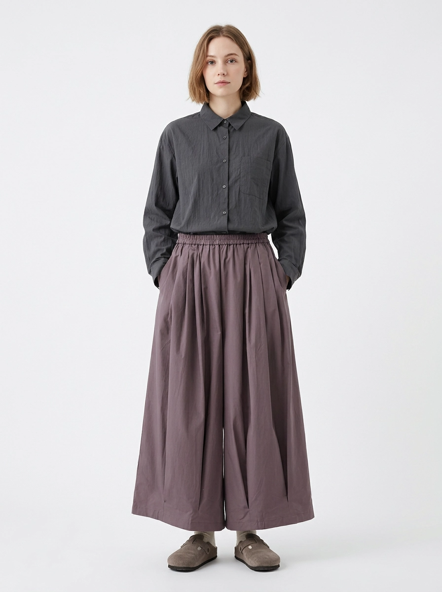 Balloon Volume Trousers – Dusty Plum-SimpleModerne
