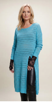 Open-Knit Mid-Calf Pullover Dress-SimpleModerne