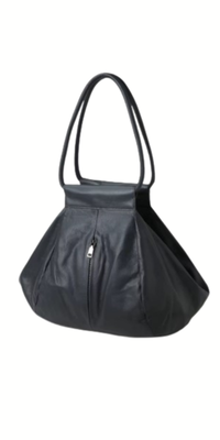 Oversized Genuine Leather Tote Bag – Funky Zip Detail & Round Handles-SimpleModerne