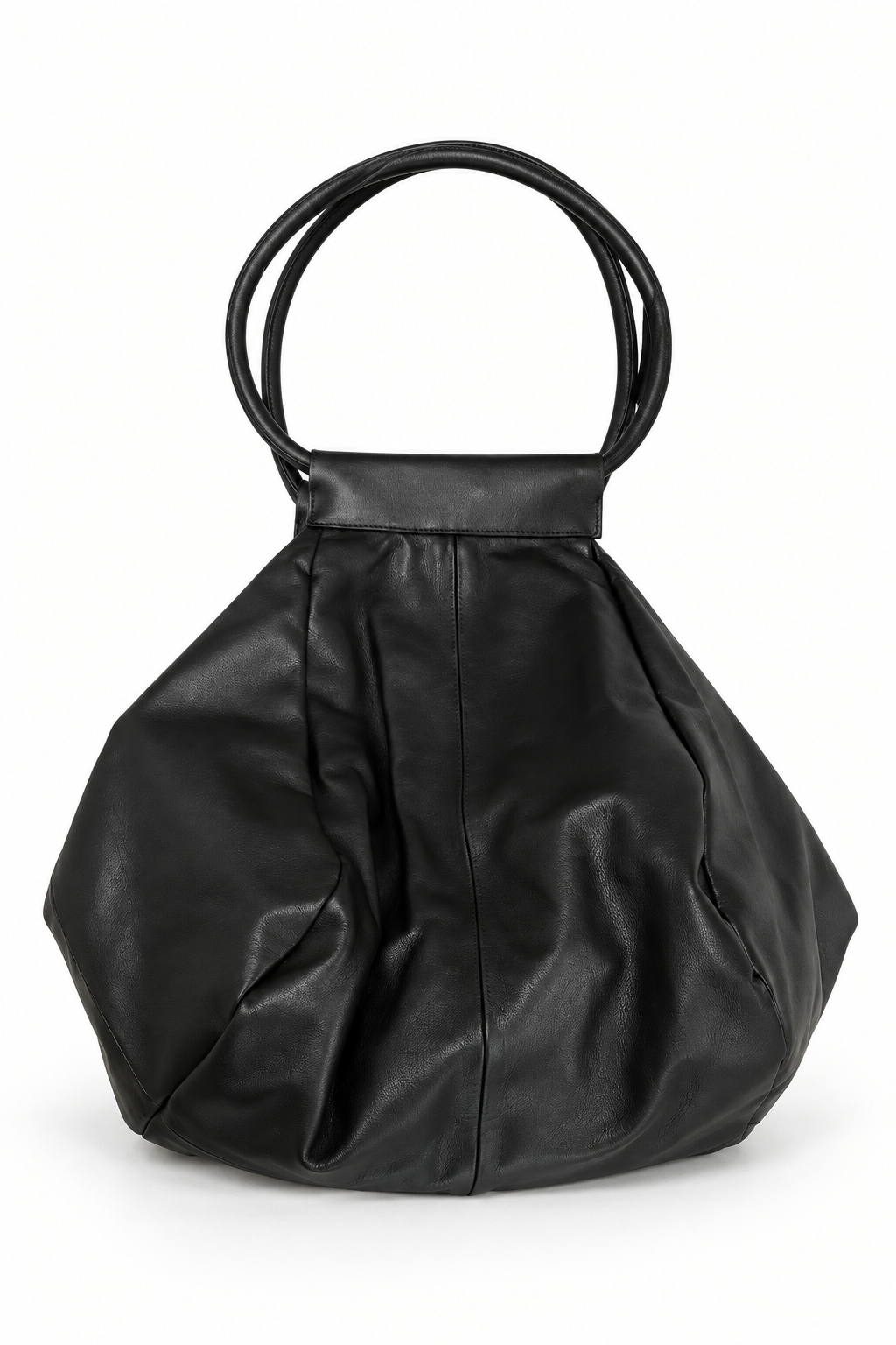Oversized Genuine Leather Tote Bag – Funky Zip Detail & Round Handles-SimpleModerne