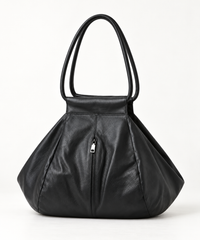 Oversized Genuine Leather Tote Bag – Funky Zip Detail & Round Handles-SimpleModerne