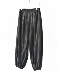 Black Striped Relaxed Balloon Trousers-SimpleModerne