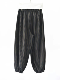 Black Striped Relaxed Balloon Trousers-SimpleModerne