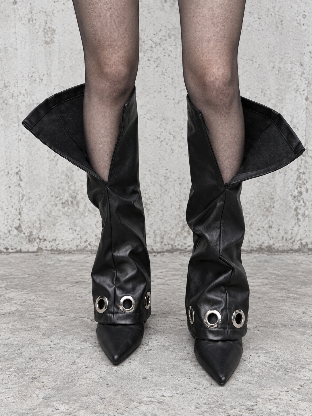 Black Rivet Vegan Leather Leg Warmers-SimpleModerne
