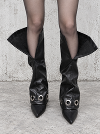 Black Rivet Vegan Leather Leg Warmers-SimpleModerne