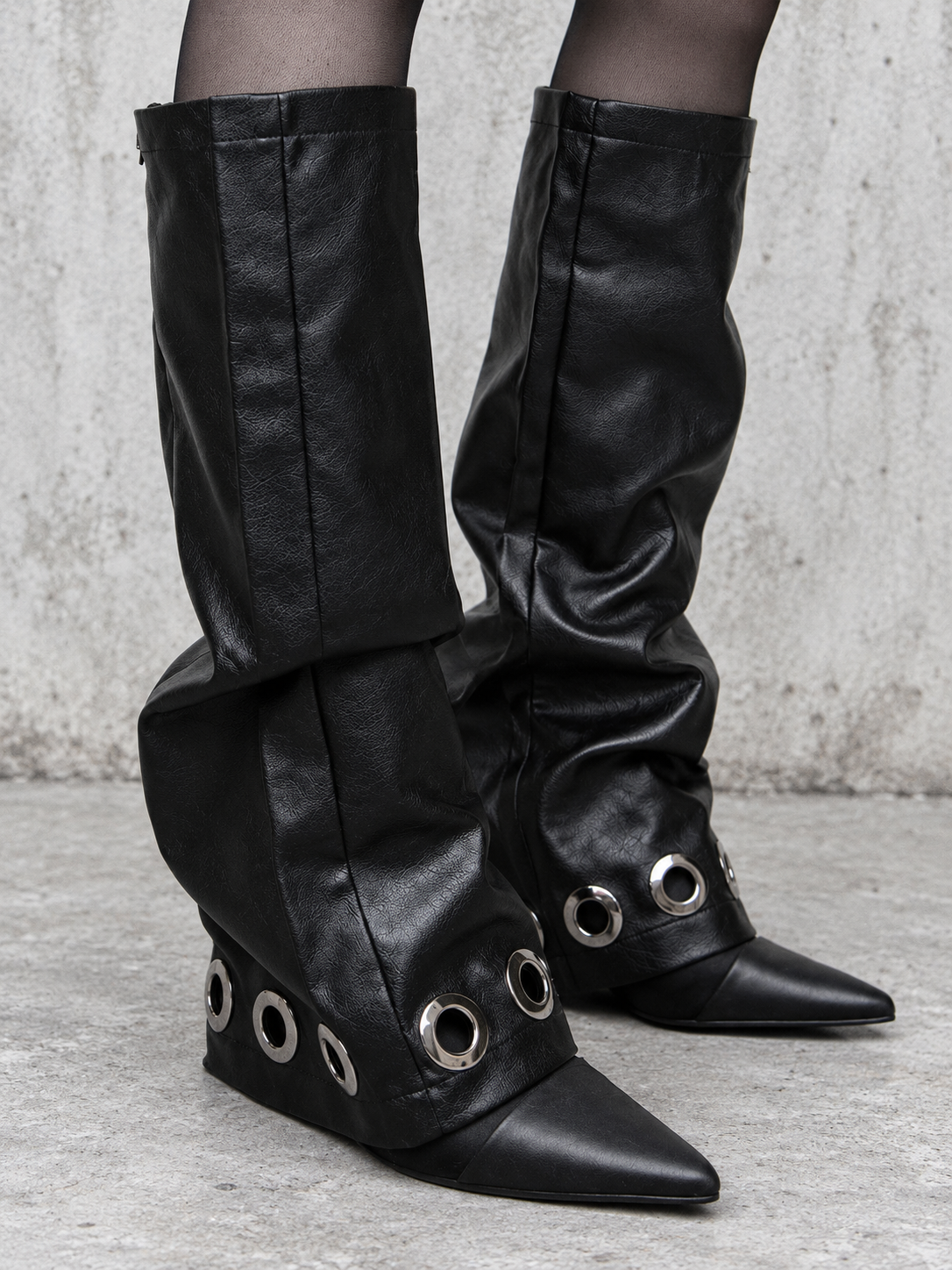 Black Rivet Vegan Leather Leg Warmers-SimpleModerne