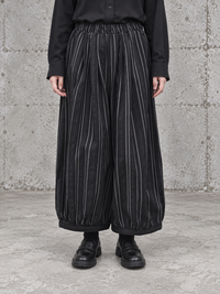 Black Striped Balloon Trousers-SimpleModerne