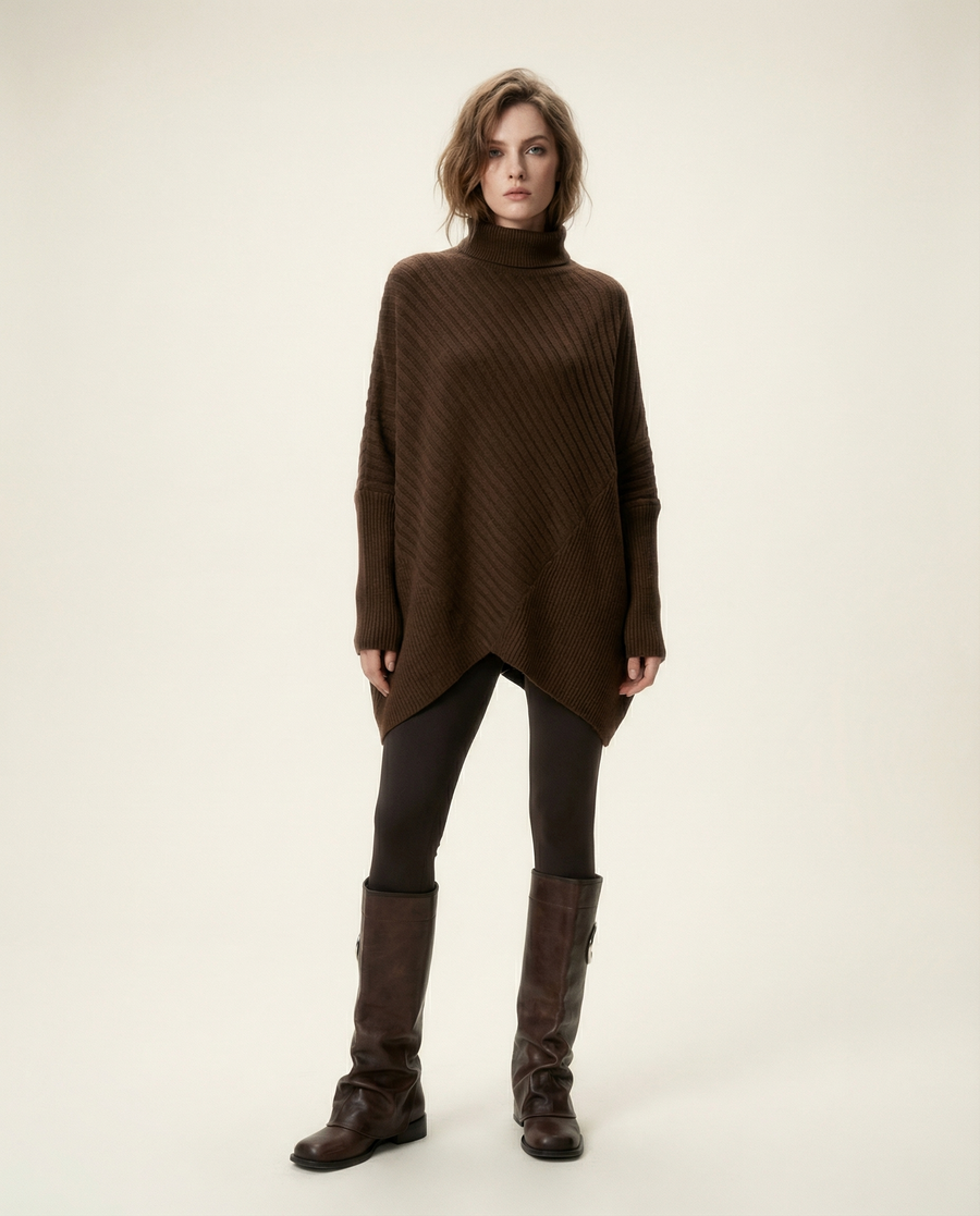 Batwing Turtleneck Knit Sweater-SimpleModerne