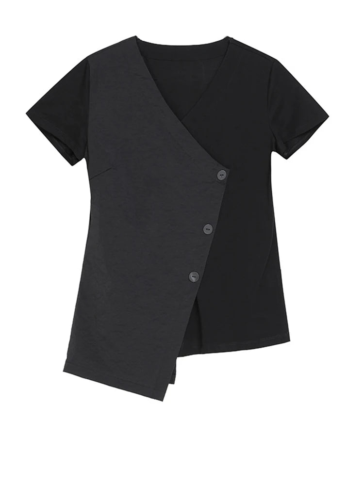 Casual Edge Asymmetrical Wrap T-Shirt-SimpleModerne