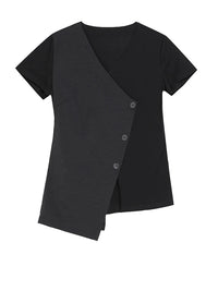 Casual Edge Asymmetrical Wrap T-Shirt-SimpleModerne