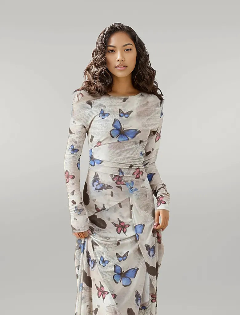 Casual Minimal Goth Butterfly & Letter Dress  SimpleModerne
