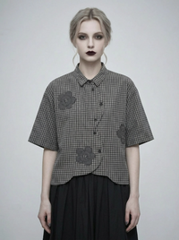 Casual Minimal Goth Check Shirt-SimpleModerne