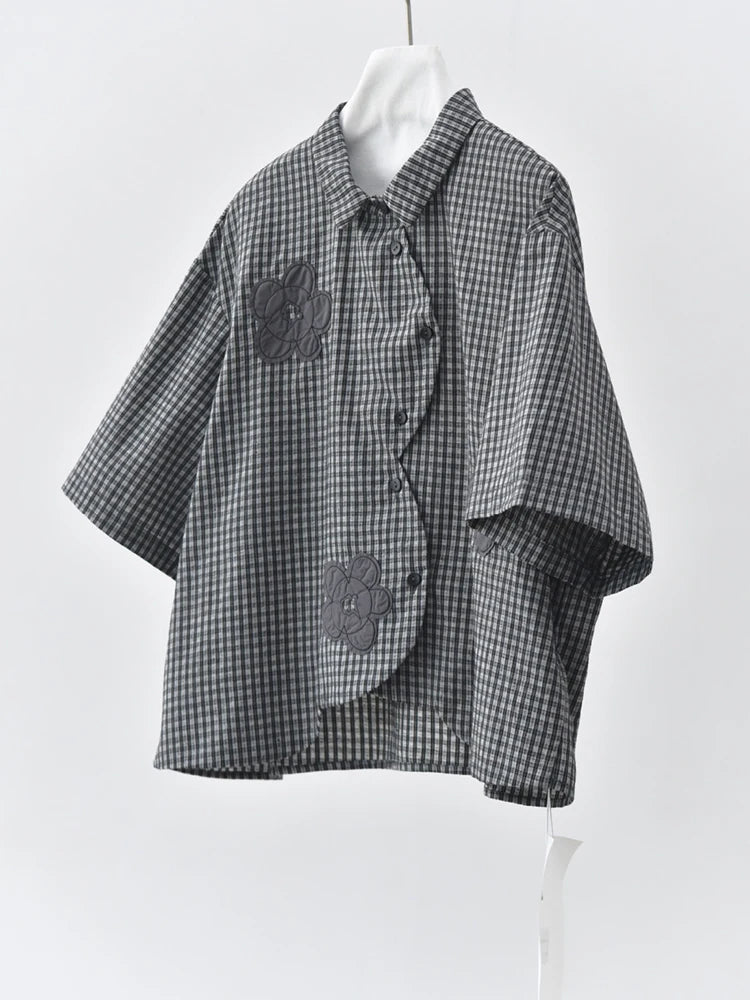 Casual Minimal Goth Check Shirt-SimpleModerne