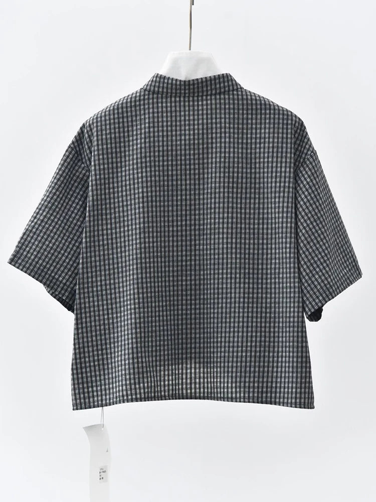 Casual Minimal Goth Check Shirt-SimpleModerne