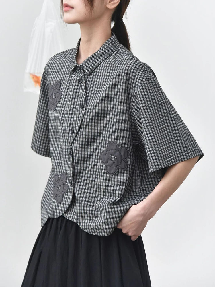 Casual Minimal Goth Check Shirt-SimpleModerne