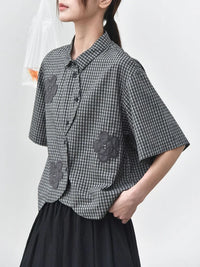 Casual Minimal Goth Check Shirt-SimpleModerne