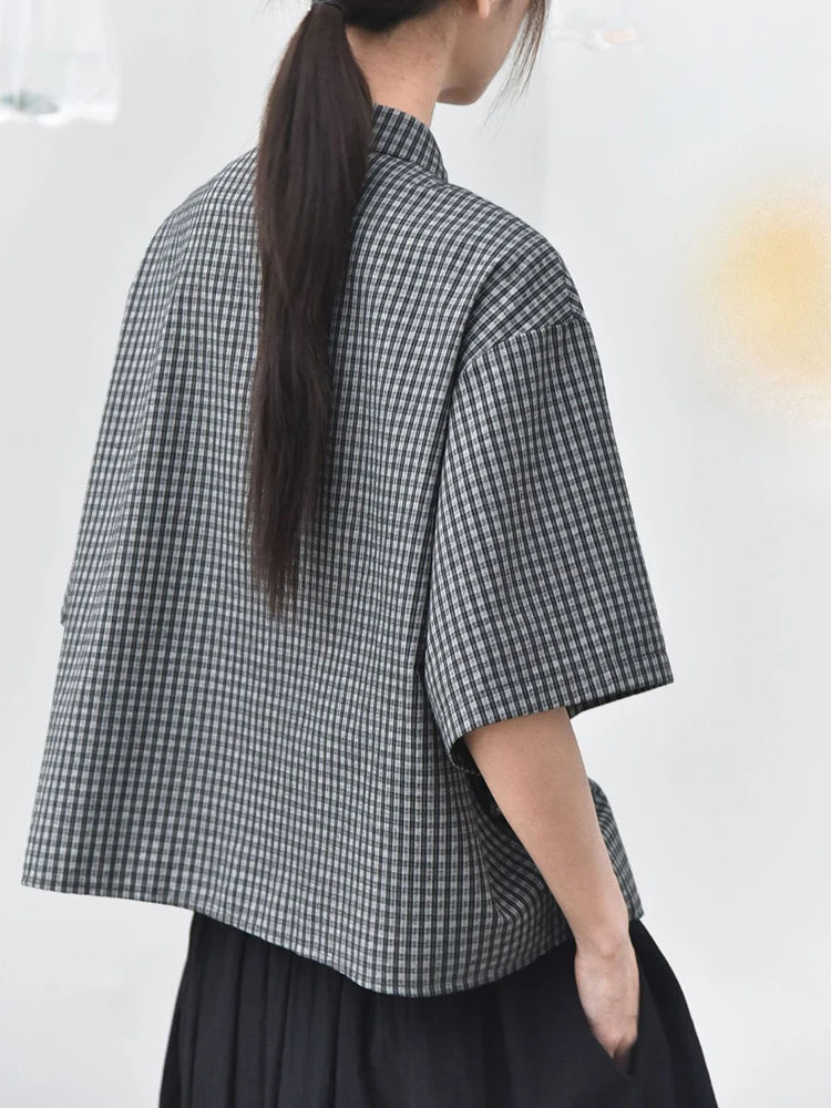 Casual Minimal Goth Check Shirt-SimpleModerne