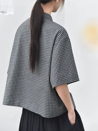 Casual Minimal Goth Check Shirt-SimpleModerne