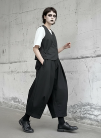 Casual Minimal Goth Clown Style Puffed Capri Trousers-SimpleModerne