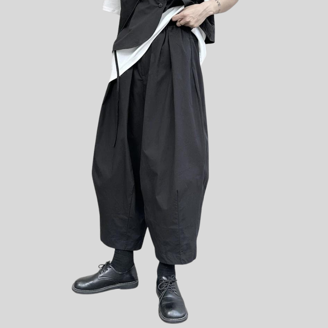 Casual Minimal Goth Clown Style Puffed Capri Trousers-SimpleModerne