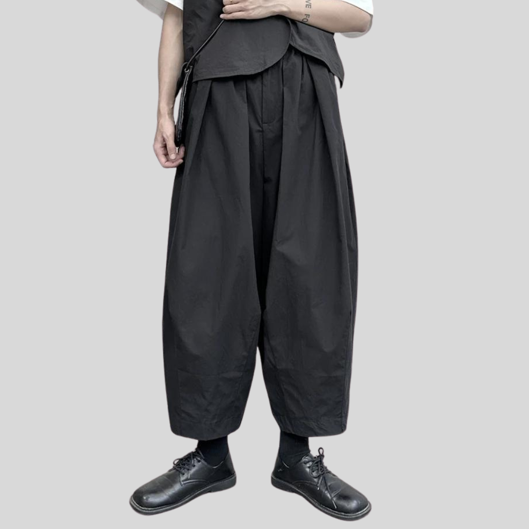 Casual Minimal Goth Clown Style Puffed Capri Trousers-SimpleModerne