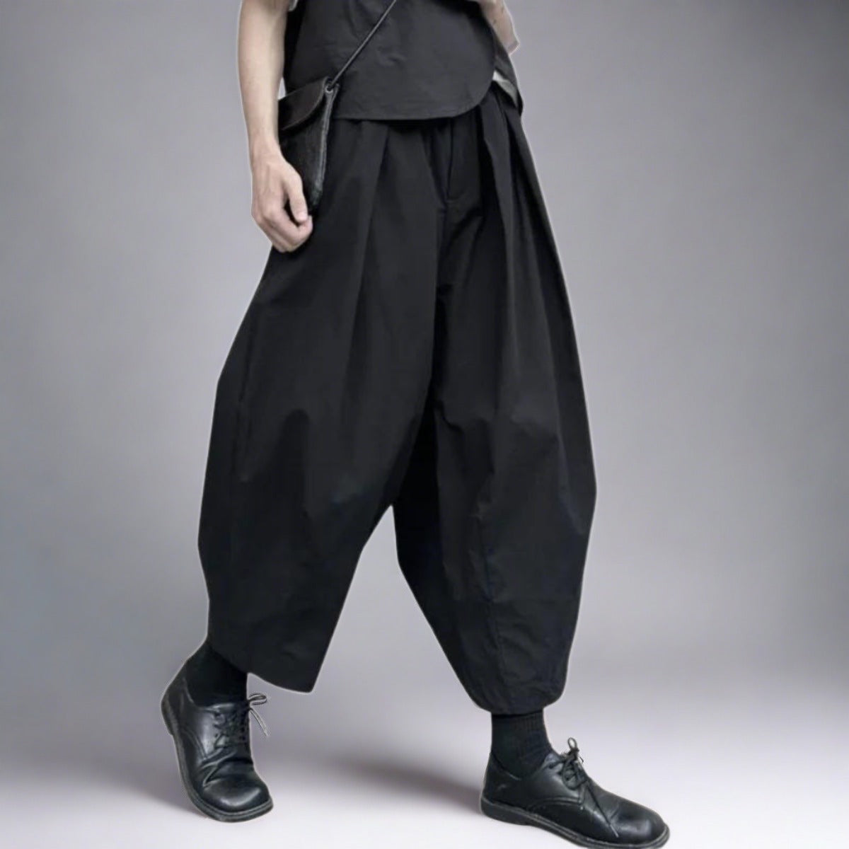 Casual Minimal Goth Clown Style Puffed Capri Trousers-SimpleModerne