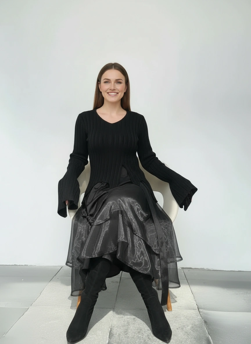 Casual Minimal Goth Layered Tulle Skirt-SimpleModerne