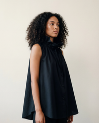 Casual Minimal Goth Ruffled Design Black Blouse-SimpleModerne