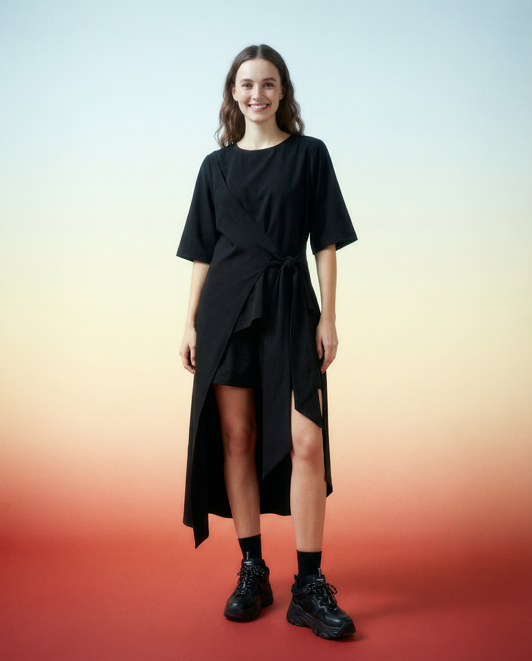 Casual Punk Irregular Design Maxi Black Shirt-SimpleModerne