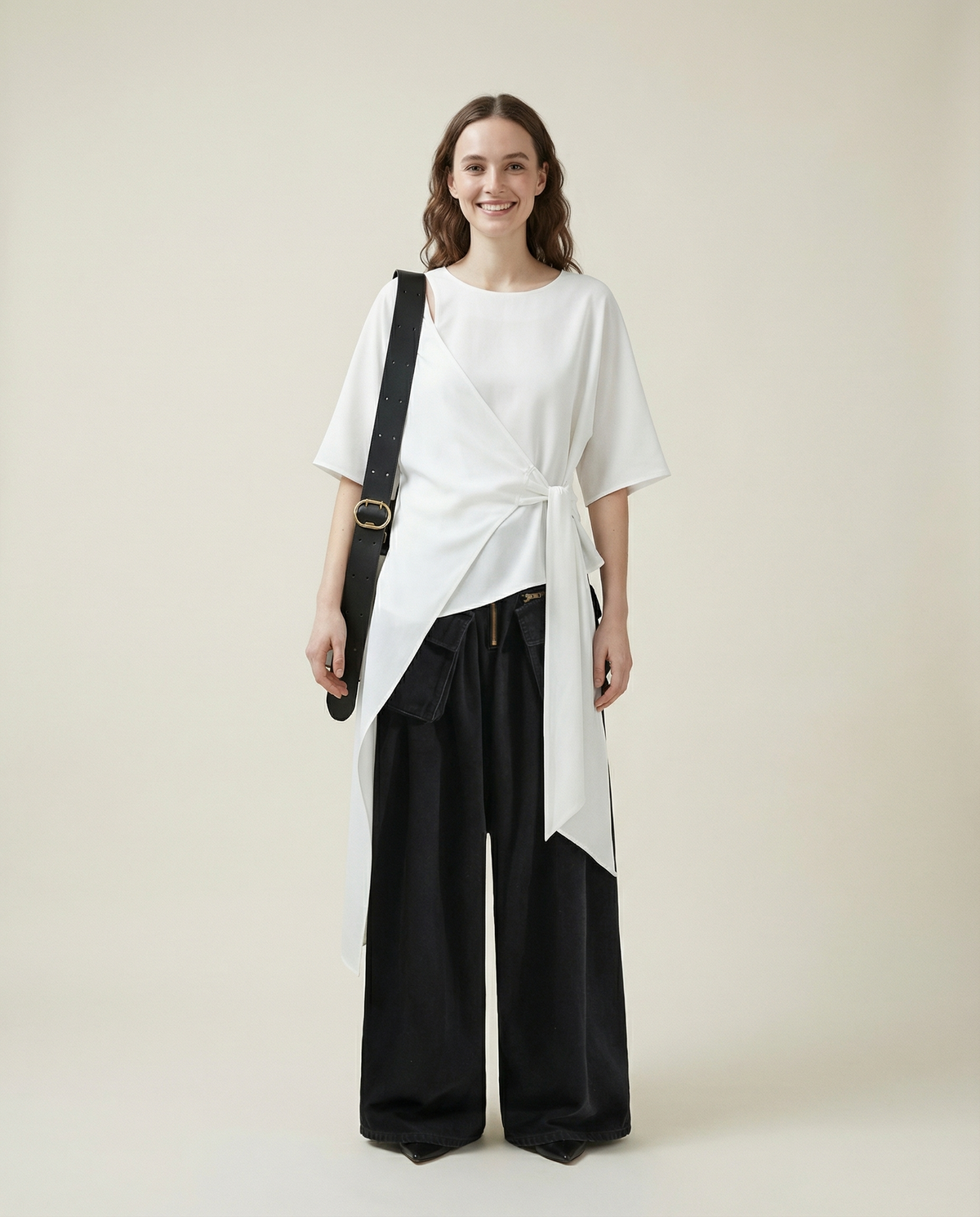Casual Punk Irregular Design Maxi White Shirt-SimpleModerne