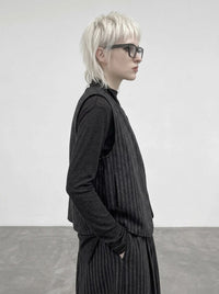 Re-launch Charcoal Pinstripe Punk Vest | Minimal Alternative Layering Vest