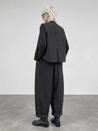 Re-launch Charcoal Pinstripe Punk Vest | Minimal Alternative Layering Vest