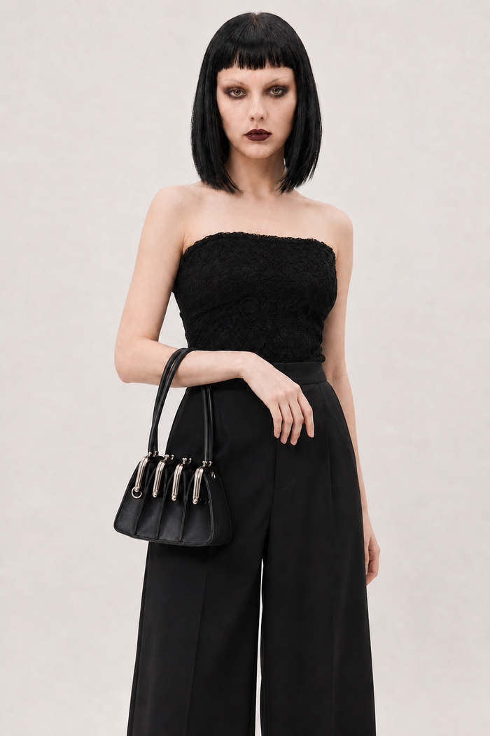 Chic Gothic Multi-Section Coin Bag – Unique Design with Dual Handles-SimpleModerne