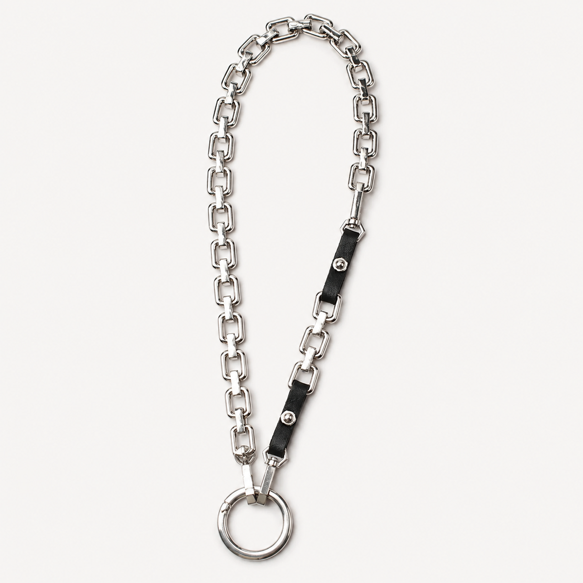 Gothic Chain & Vegan Leather Ring Necklace-SimpleModerne