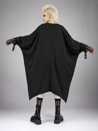 Oversized Rivet-Trim Pullover Dress – Punk-Inspired Cocoon Fit-SimpleModerne