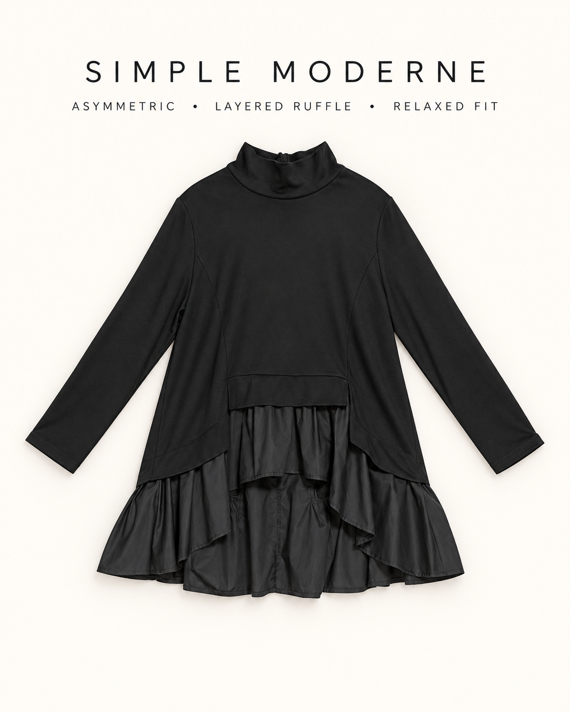 Emignute Asymmetrical Ruffled Sweatshirt-SimpleModerne