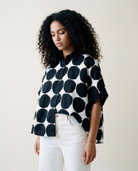 Chic Polka Dot Maxi Shirt-Blouse - Oversized Comfort & Style-SimpleModerne