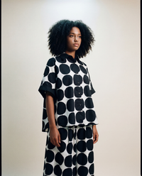 Chic Polka Dot Maxi Shirt-Blouse - Oversized Comfort & Style-SimpleModerne