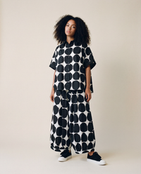 Chic Polka Dot Maxi Shirt-Blouse - Oversized Comfort & Style-SimpleModerne