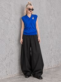Black Extra Wide-Leg Trousers | Oversized Tailored Pants-SimpleModerne