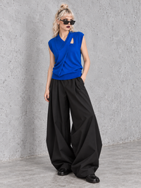 Black Extra Wide-Leg Trousers | Oversized Tailored Pants-SimpleModerne