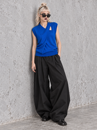 Black Extra Wide-Leg Trousers | Oversized Tailored Pants-SimpleModerne