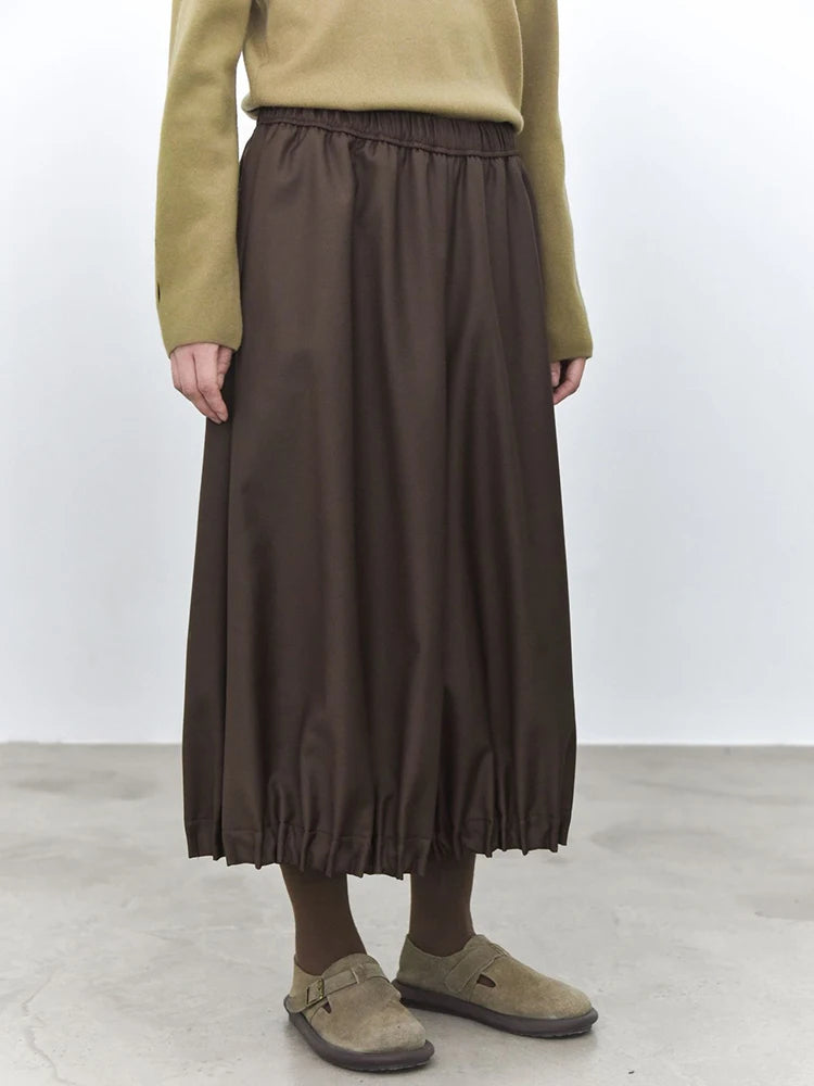 Cocoa Balloon Cropped Trousers – Relaxed Minimalist Volume Pants-SimpleModerne