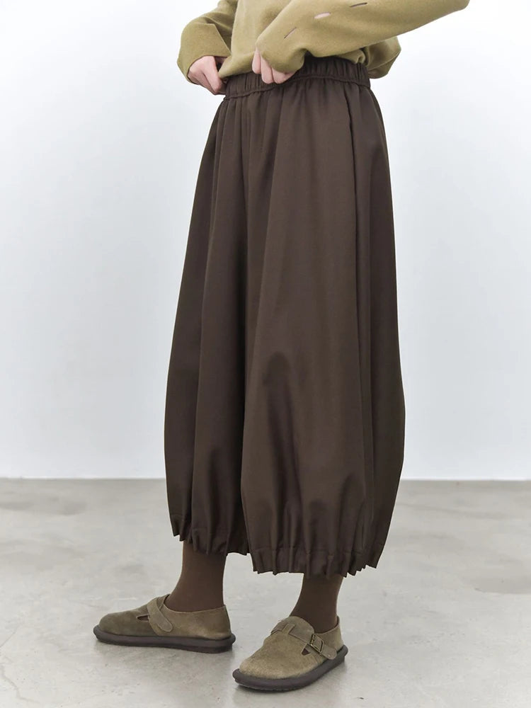 Cocoa Balloon Cropped Trousers – Relaxed Minimalist Volume Pants-SimpleModerne